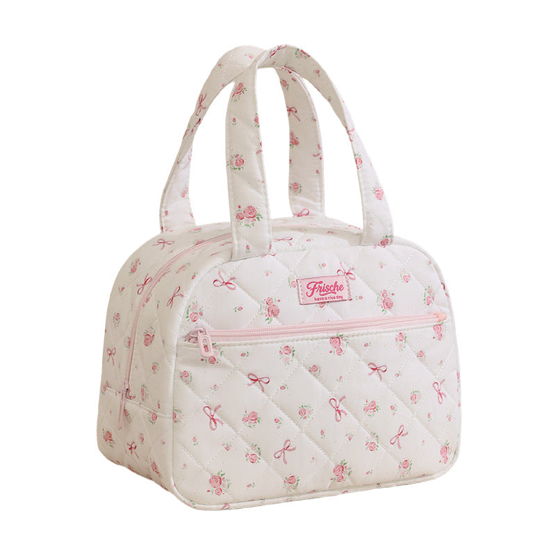 Runhui's New Quilted Semi-Circular Portable Lunch Bag, Student Lunch Box Bag, Lunch Bag for Office Workers, Outdoor Insulated Bag