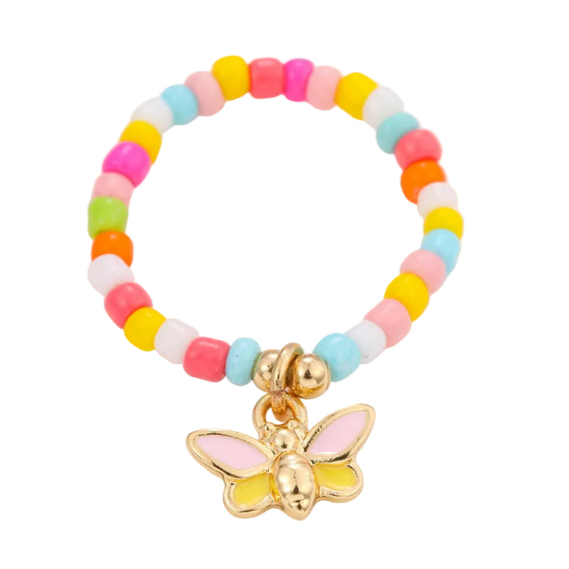 2PCs Mixed Color Beaded Star Smiley Multi-Row Stacked Summer Ring /Finger Rings/Toe Rings Set for Women