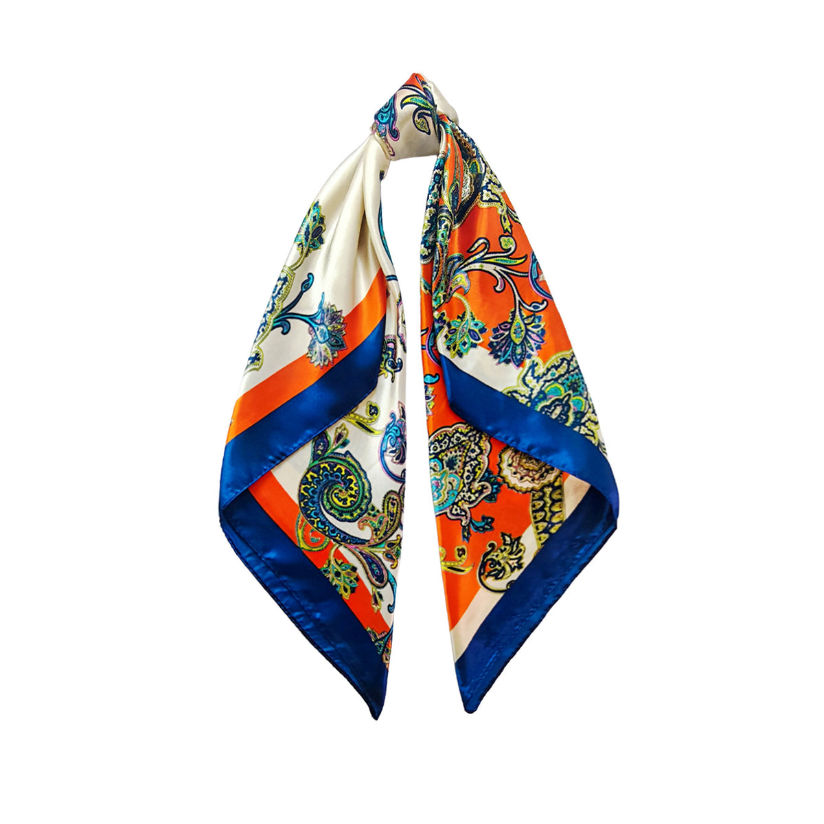 90cm Paisley Silk Scarf for Women, Trendy and Versatile, European and American Style, Imitation Silk Paisley Headscarf Wholesale
