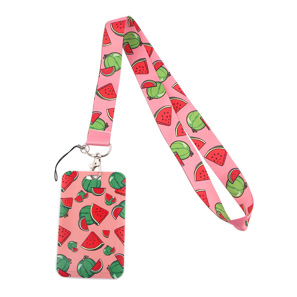 Fruit avocado pineapple strawberry lemon mobile phone rope webbing certificate bus ID card work hard shell card set