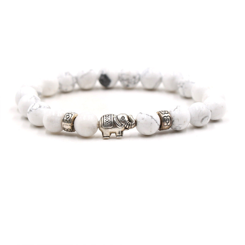 Natural Stone Animal Bracelet for Teenagers, Volcanic Stone, Tiger Eye Stone, White Turquoise, Green Turquoise, Black Frosted Stone, Gold Sand Bracelet