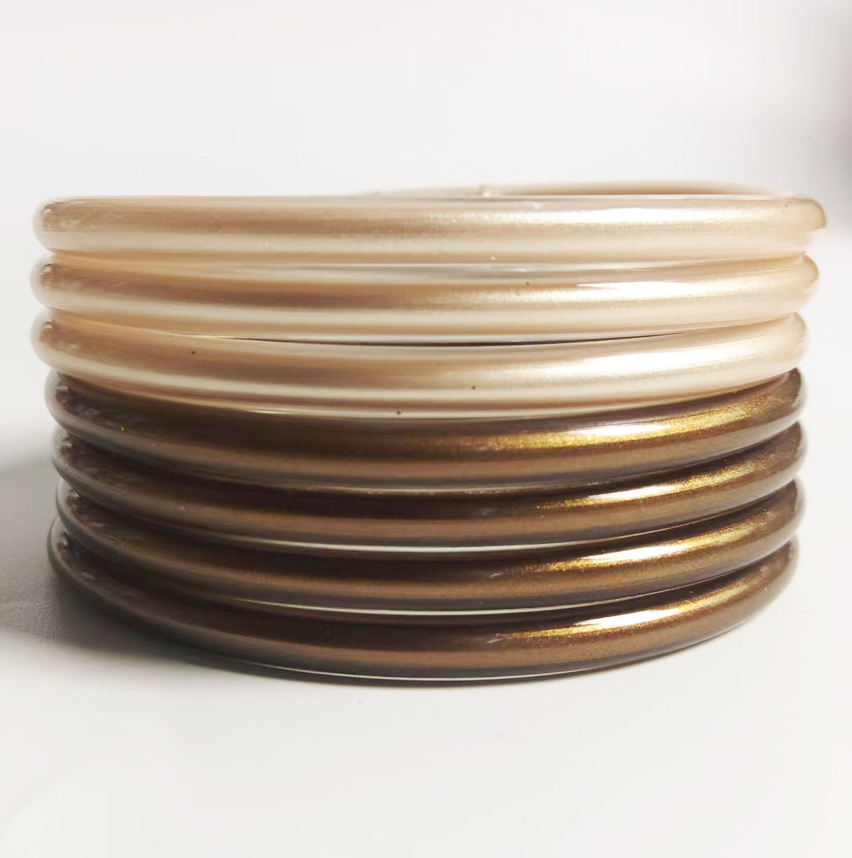 Amazon's Best Selling Pvc Silicone Tube Gold Powder Bracelet Cross-Border Jelly Bangles Popular Bracelet 7 Layers