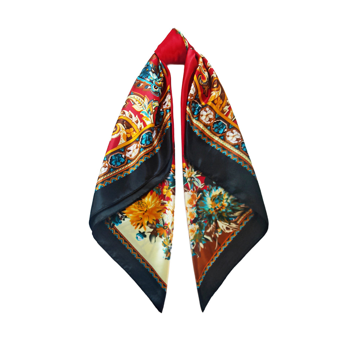 90cm Paisley Silk Scarf for Women, Trendy and Versatile, European and American Style, Imitation Silk Paisley Headscarf Wholesale
