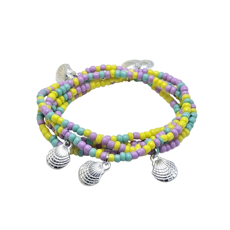 Body Chain with Glass Seed Beads, Fashionable Magic Hand Fish Pendant Accessories, Elastic Handmade Beaded Jewelry Waist Chain