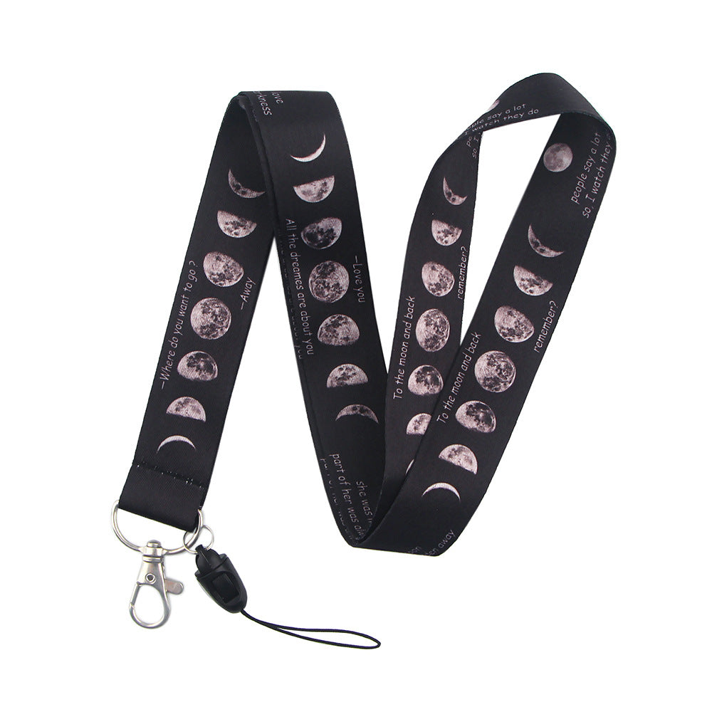 Starry Sky Planet Moon Mobile Phone Cartoon Lanyard Id Card Tag Hanging Neck Key Chain