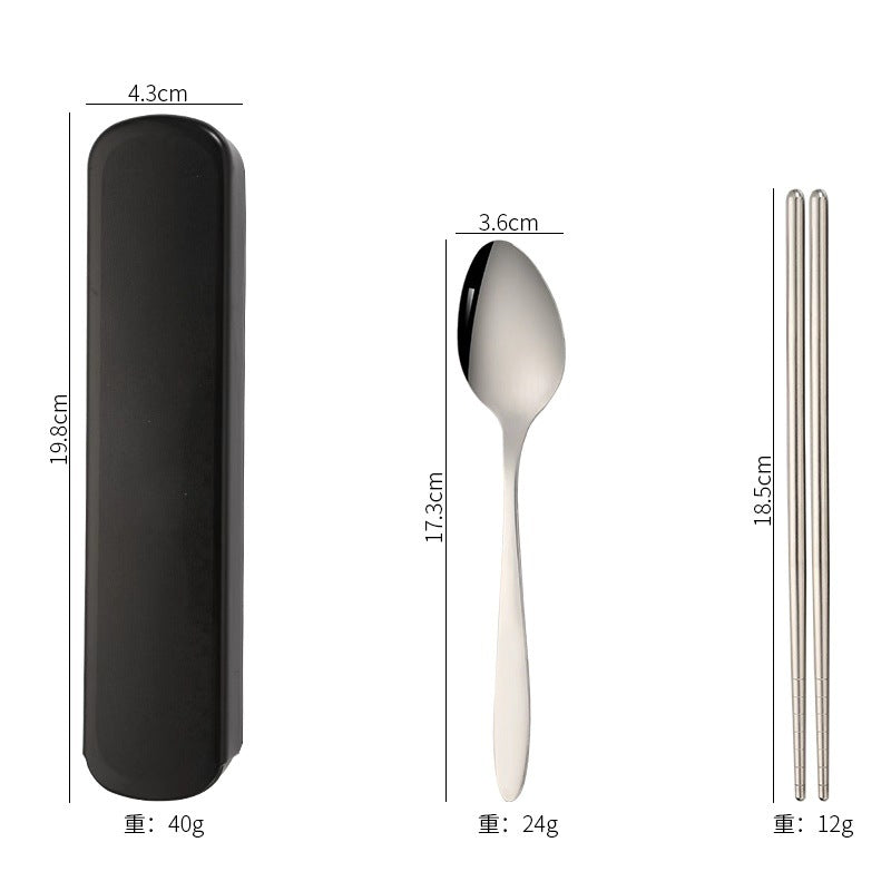 stainless steel chopsticks spoon Fork three-piece tableware affordable student gift outdoor LOGO tableware set Wholesale