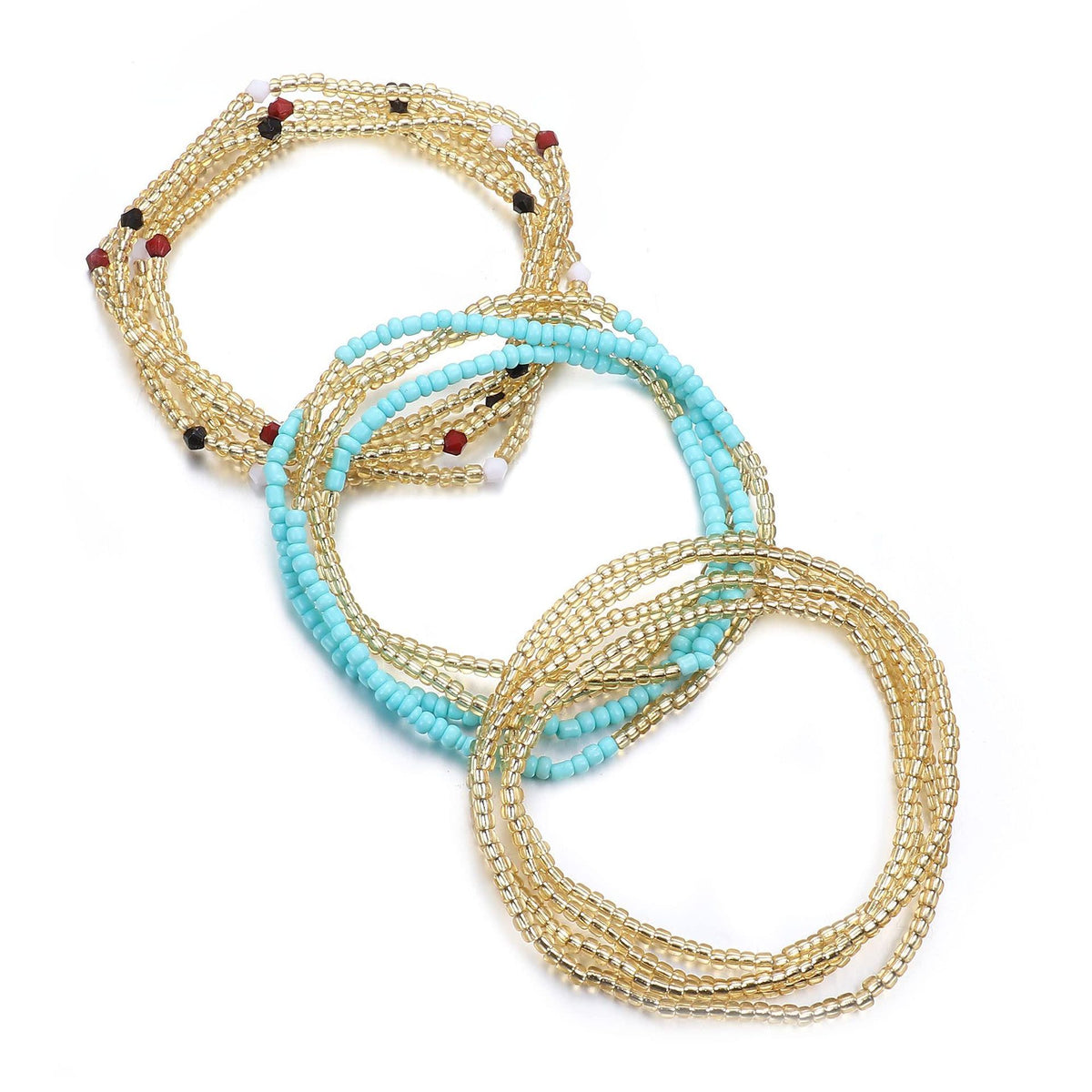 Three-Piece Set of Waist Beads for Women, Navel Style, Plus Size Bikini, Elastic Chain, Body Chain, African Waist Bead Chain