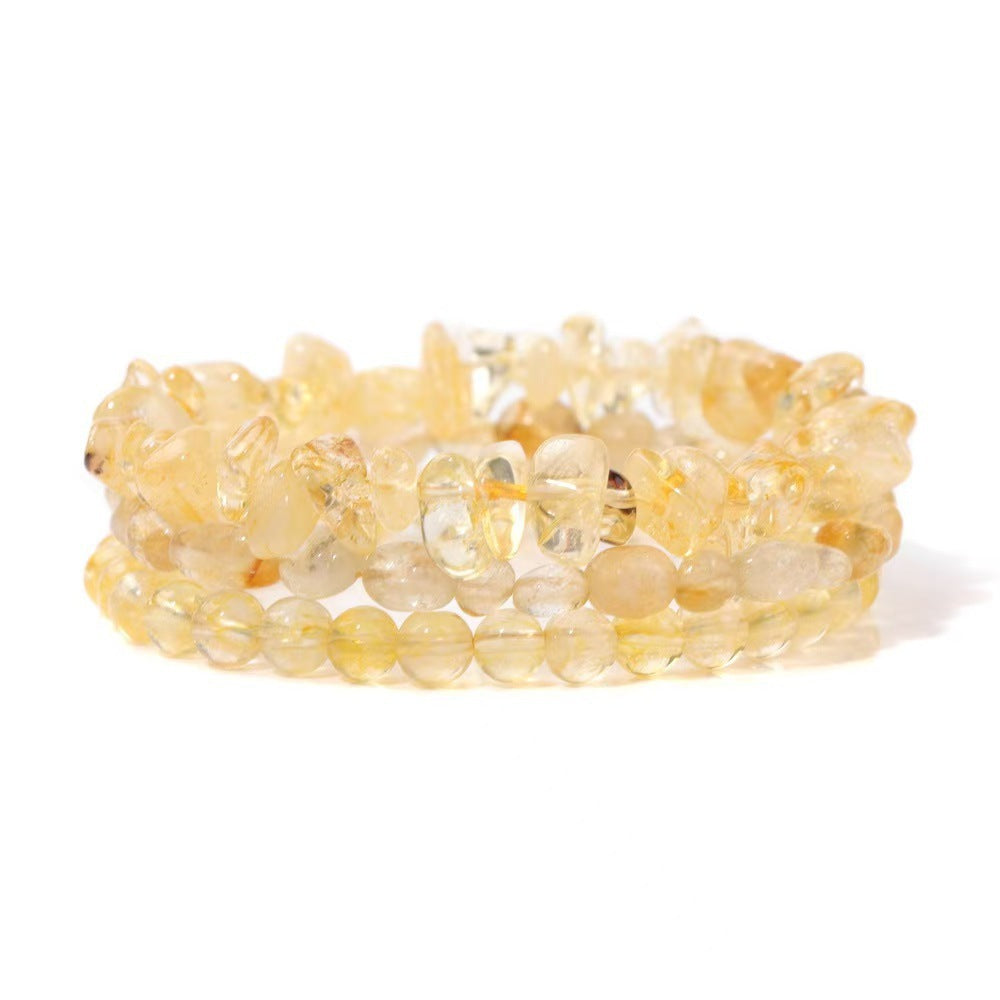 New European and American Trendy Jewelry: Gravel Bead Bracelet, Pink Crystal, Tiger Eye, Agate Stone Combination Set, Elastic Bracelet