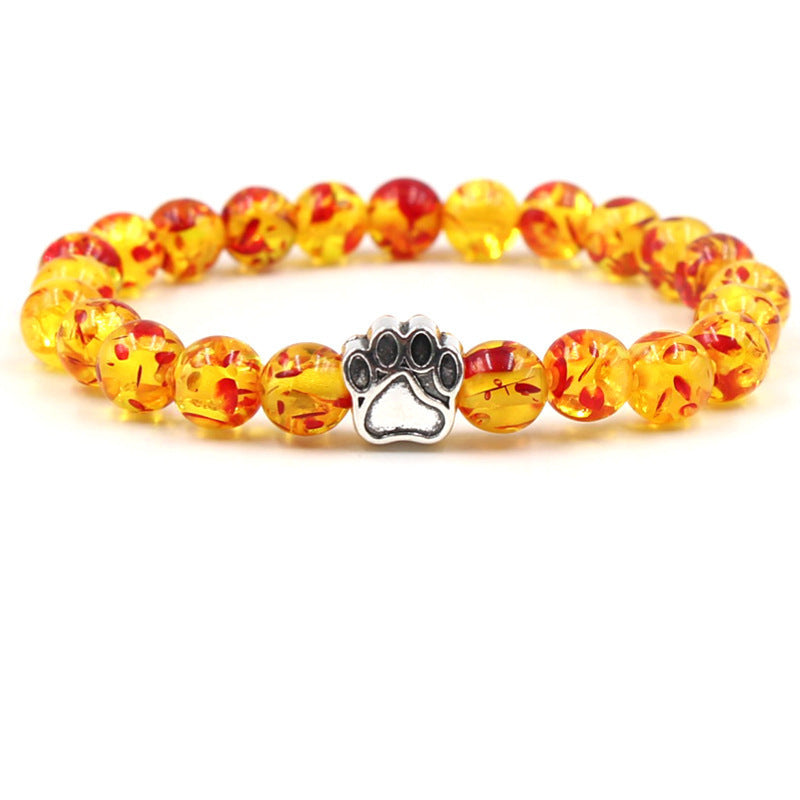 Direct manufacturer, popular on AliExpress: 8mm tiger eye stone, white turquoise, dog paw transparent elastic cord bracelet