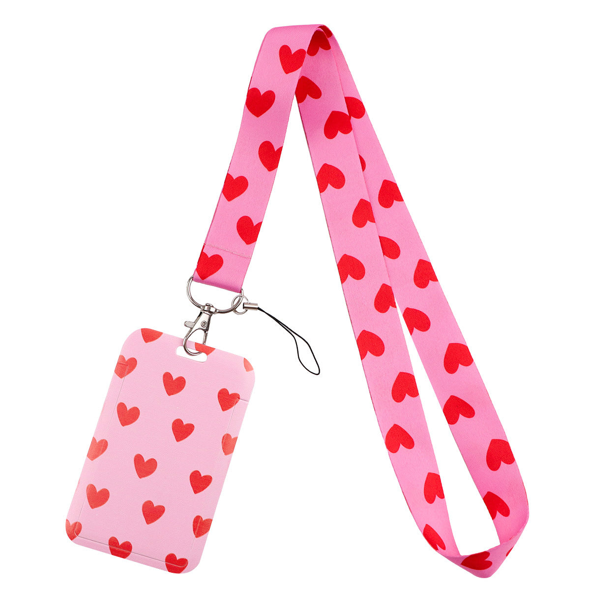 New Heart-Shaped Mobile Phone Lanyard Card Holder Student Bus Card Exhibition Id Personalized Trendy Hard Shell Protective Cover