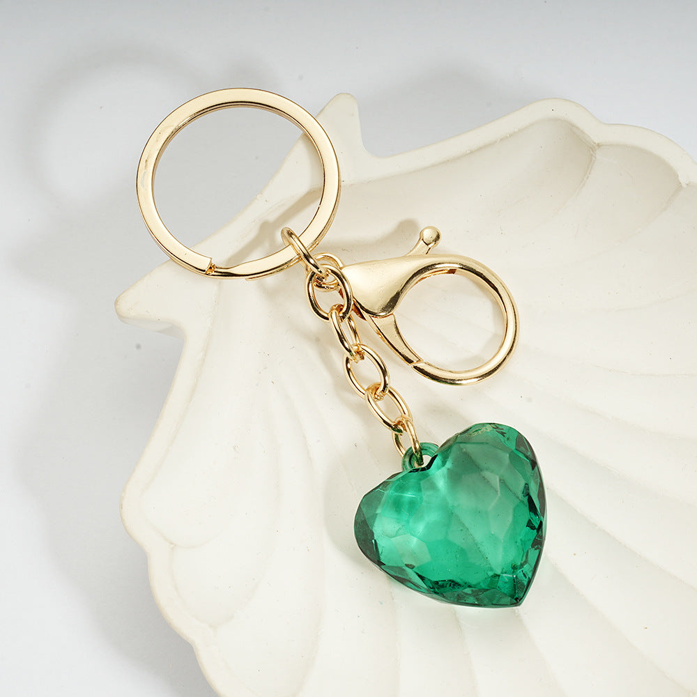 Transparent Heart-Shaped Imitation Crystal Acrylic Peach Heart Pendant Keychain Heart-Shaped Bag Charm