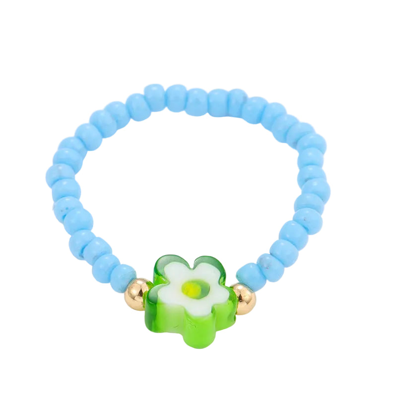 2PCs Mixed Color Beaded Star Smiley Multi-Row Stacked Summer Ring /Finger Rings/Toe Rings Set for Women