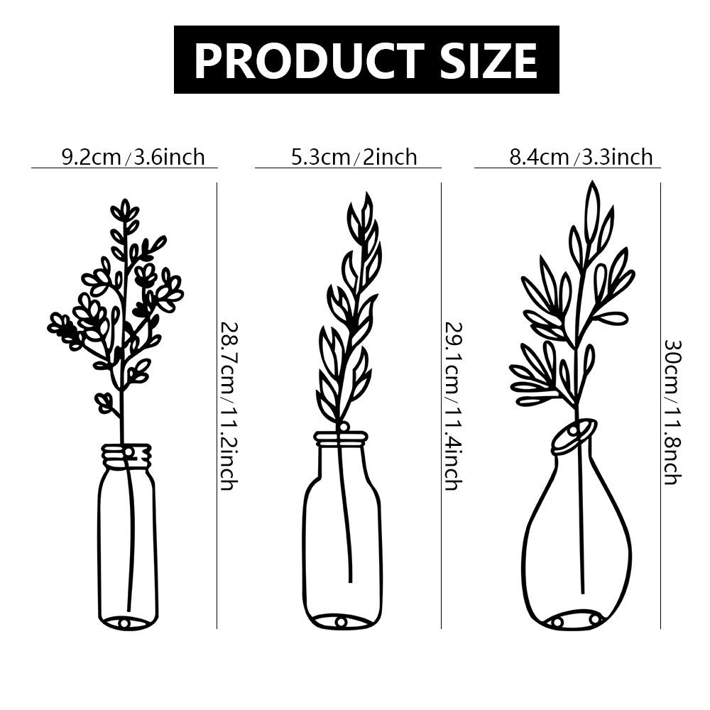 Amazon Three-Piece Metal Flower Wall Decoration Flower Home Bedroom Iron Painting Metal Vase Wall Hanging