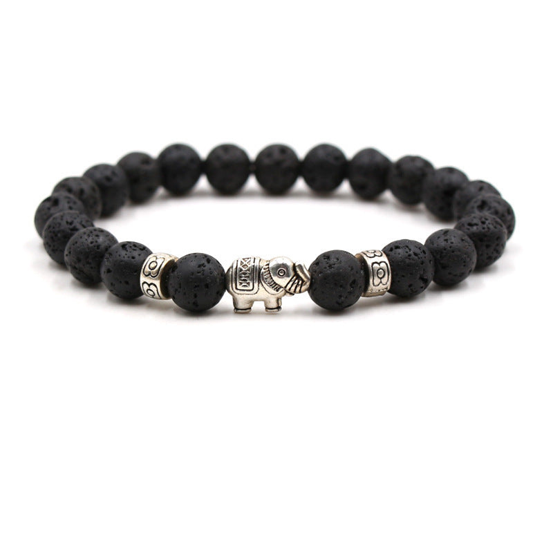 Natural Stone Animal Bracelet for Teenagers, Volcanic Stone, Tiger Eye Stone, White Turquoise, Green Turquoise, Black Frosted Stone, Gold Sand Bracelet