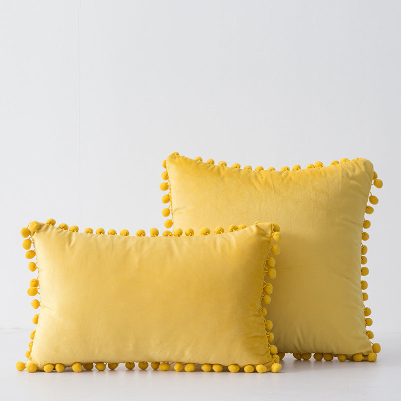 Factory in stock plain fur ball pillow modern minimalist sofa pillow bedside waist pillow cross-border delivery