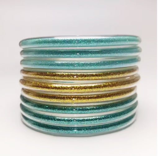 Amazon Best Selling Pvc Silicone Tube Gold Powder Bracelet Jelly Bangles Bracelet Cross-Border 9-Layer Bracelet Mix