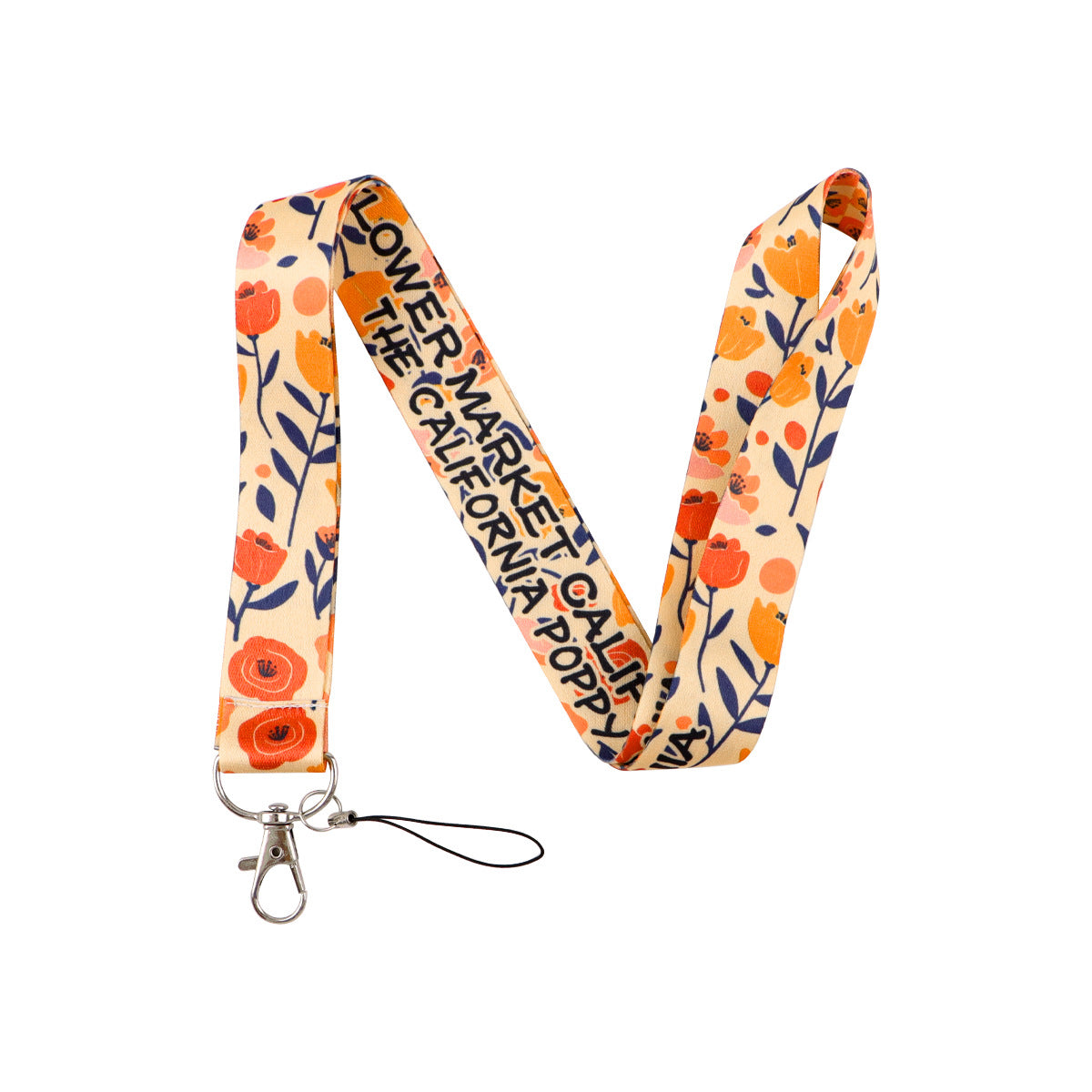 Flower-Themed Phone Lanyard Card Holder Keychain Bus Card Student Card Work Id Sliding Cover Hard Shell Lanyard Card Holder