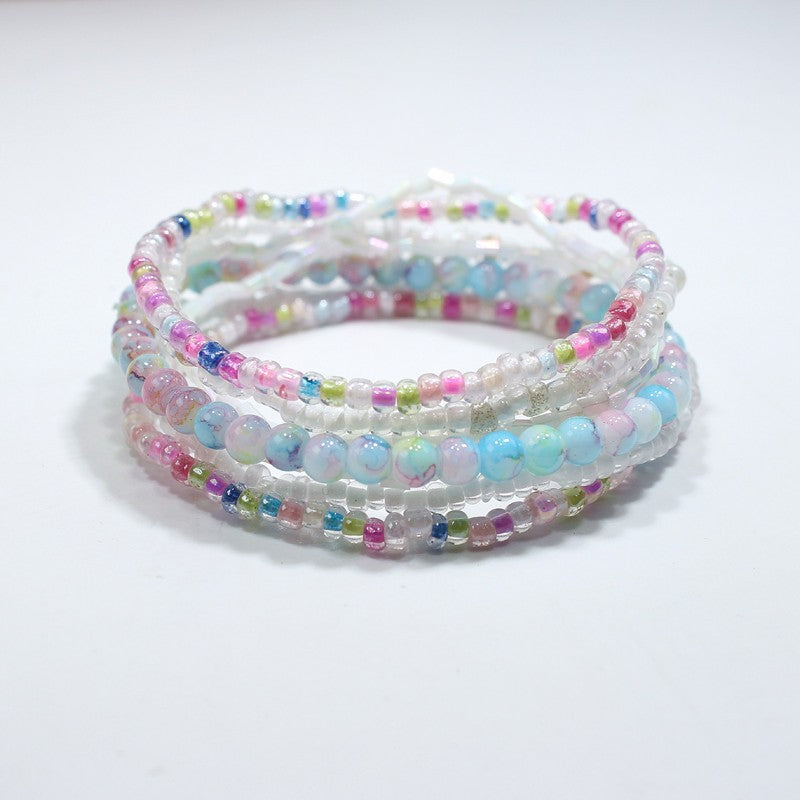 Vacation-Style Handmade Beaded Multi-Layered Seed Bead and Glass Mix-And-Match Stackable Jewelry Bracelets Wholesale