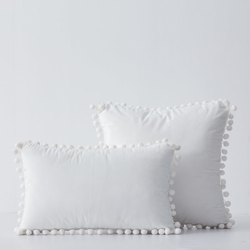 Factory in stock plain fur ball pillow modern minimalist sofa pillow bedside waist pillow cross-border delivery