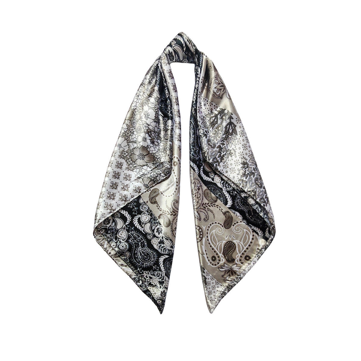 90cm Paisley Silk Scarf for Women, Trendy and Versatile, European and American Style, Imitation Silk Paisley Headscarf Wholesale