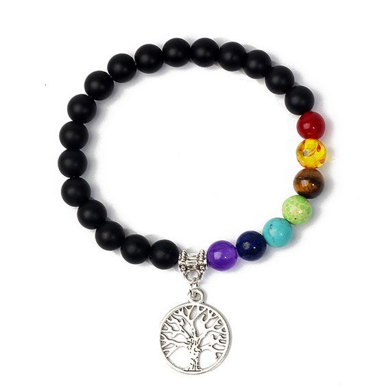 8mm black stone volcanic stone tag life tree shining stone lapis lazuli yellow tiger eye stone yoga bracelet supply d32