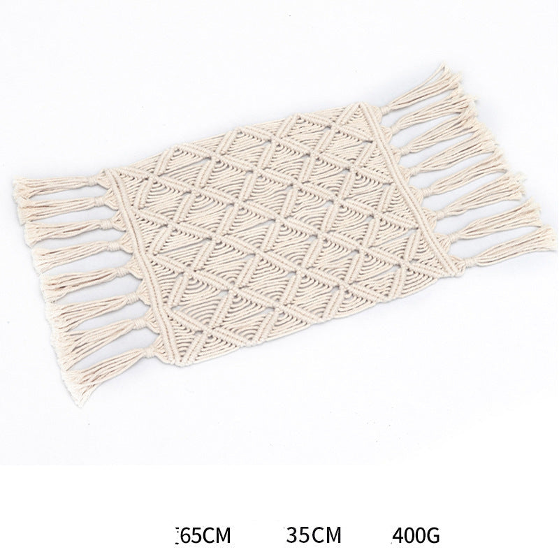 Bohemian Hand-Woven Cotton Rope Tapestry White Cotton Decorative Tapestry Amazon Bedroom Home Retro Style