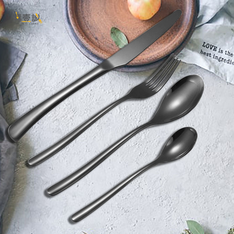 Stainless Steel Moonlight Series Western Food Tableware Set Nordic Style Knife, Fork and Spoon Four-piece Set Hotel Gift Tableware