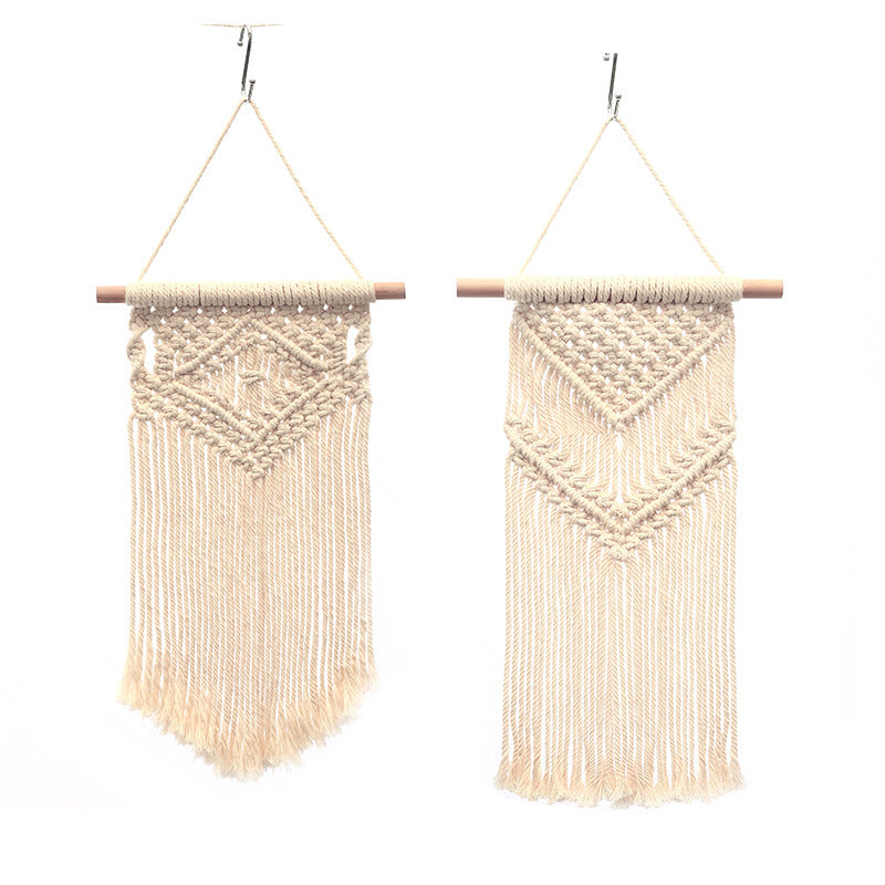 Bohemian Hand-Woven Cotton Rope Tapestry White Cotton Decorative Tapestry Amazon Bedroom Home Retro Style