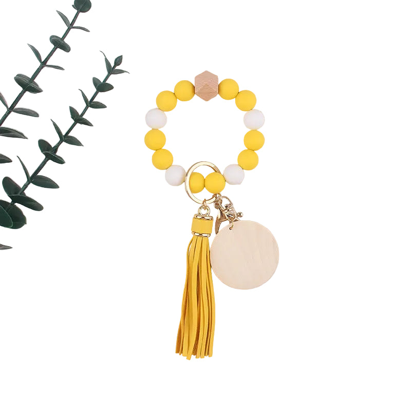 Silicone Ball Bead Key Bracelet Teacher's Day Valentine's Day Wrist Keychain Pendant Leather Bracelet