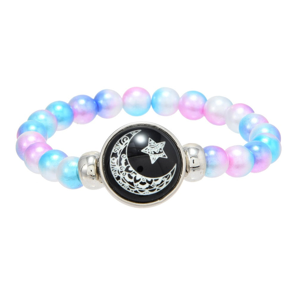 Cross-border hand-woven sun and moon lovers' time leather bracelet, vintage multi-layer beaded peace tree couple's wristband