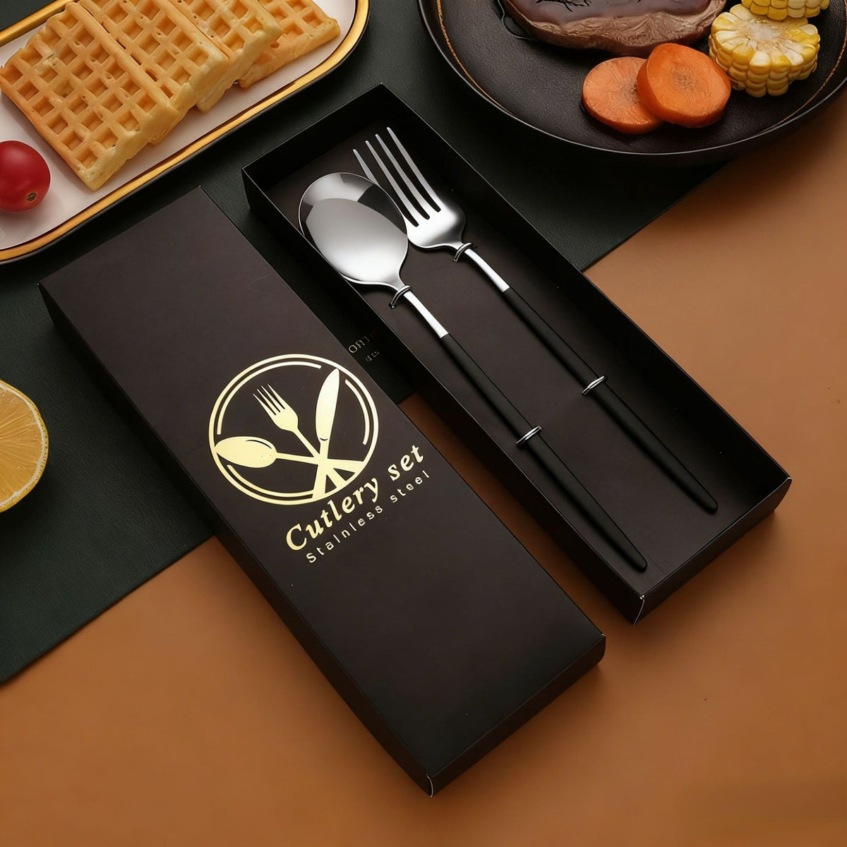 Stainless Steel Tableware Gift Box suit Portuguese Steak Knife and Fork Spoon Chopsticks Two-piece Western Tableware Gift Box