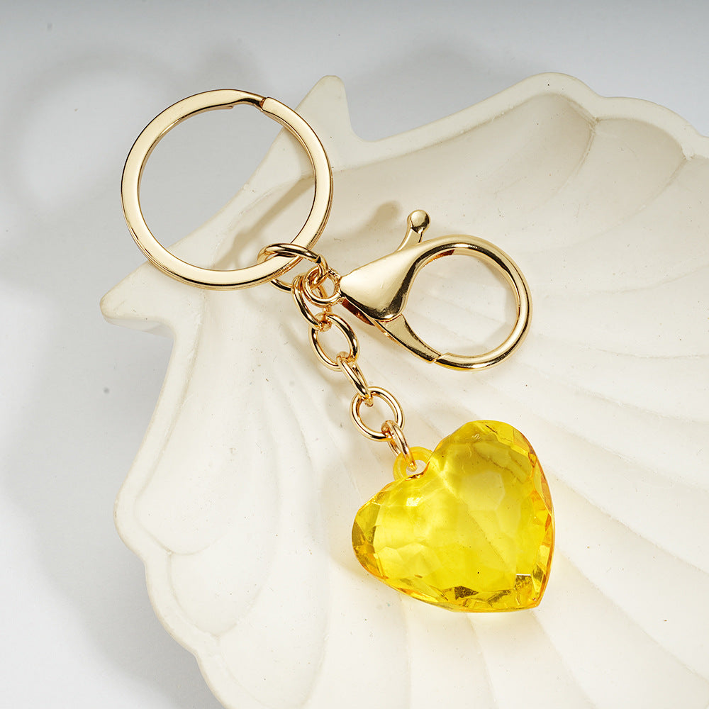 Transparent Heart-Shaped Imitation Crystal Acrylic Peach Heart Pendant Keychain Heart-Shaped Bag Charm
