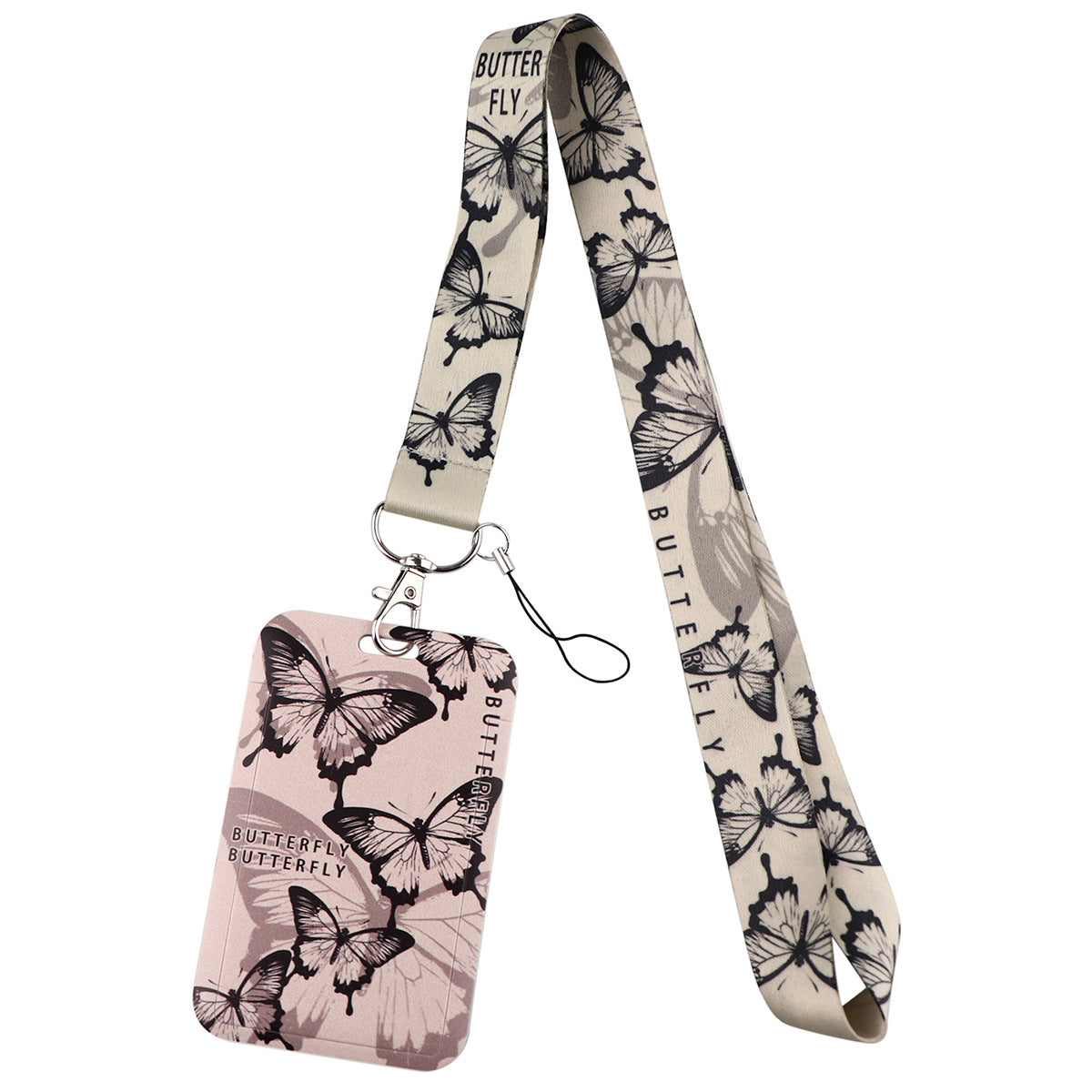 New Retro High-grade Butterfly Lanyard Card Set Ribbon Student Daily Simple Hanging  Combination Work Card Mobile Phone