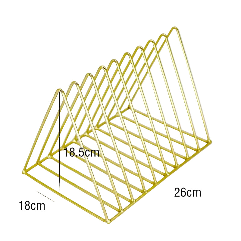 Triangular Simple Creative 9-Compartment Iron Art Bookshelf Crafts Office Desk Display Storage Organizer Rack