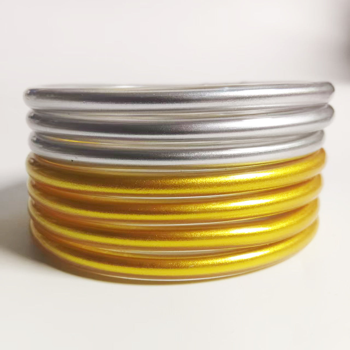 Amazon's Best Selling Pvc Silicone Tube Gold Powder Bracelet Cross-Border Jelly Bangles Popular Bracelet 7 Layers