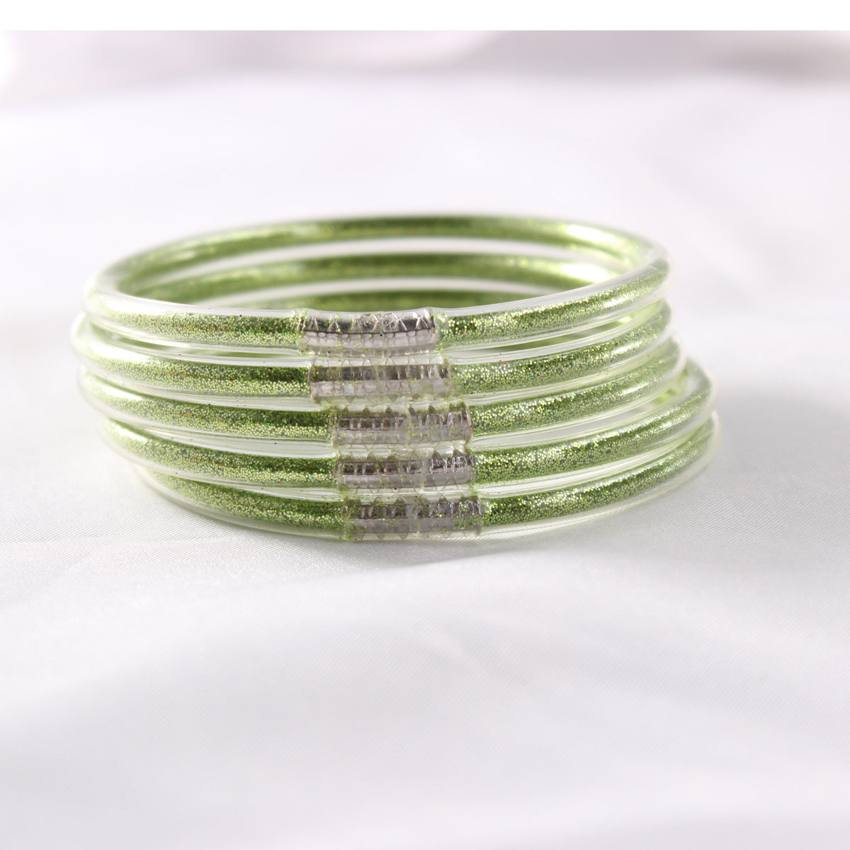 5-Layer Transparent Silicone Tube Pvc Gold Powder Bracelet with Silver Stopper Style Jelly Bangle Women's Bracelet Mixed Batch