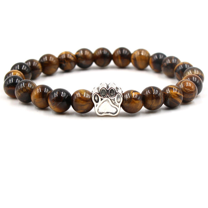 Direct manufacturer, popular on AliExpress: 8mm tiger eye stone, white turquoise, dog paw transparent elastic cord bracelet