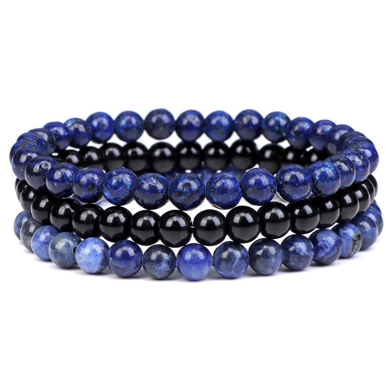 New European and American Trendy Jewelry: Gravel Bead Bracelet, Pink Crystal, Tiger Eye, Agate Stone Combination Set, Elastic Bracelet