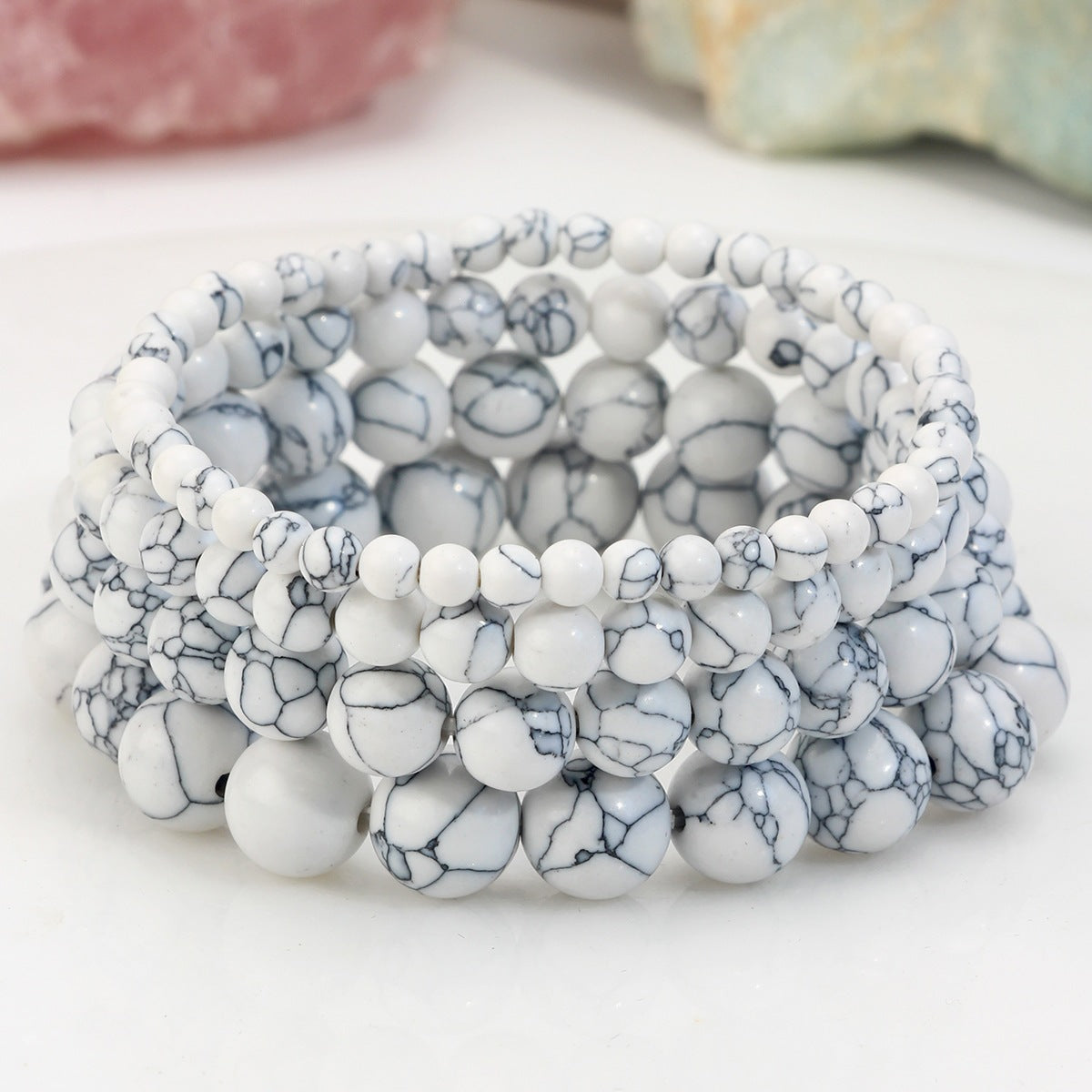 European and American Hot-Selling Handmade Natural Stone Beaded Bracelets for Men and Women, Tourmaline Pink Crystal Elastic Bracelets, Cross-Border Jewelry