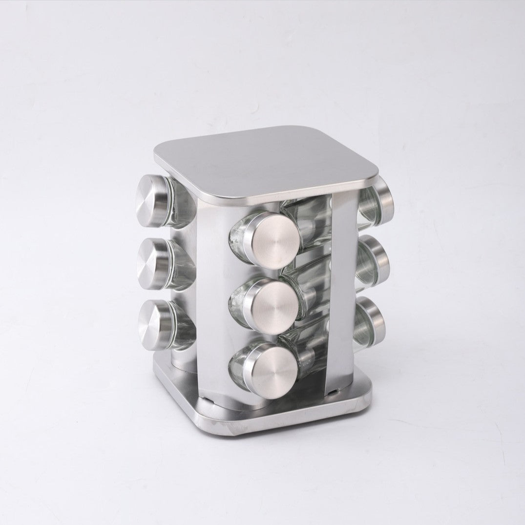 Multi-layer stainless steel rotating seasonings rack Nordic kitchen special 360 degree turntable seasonings storage rack wholesale