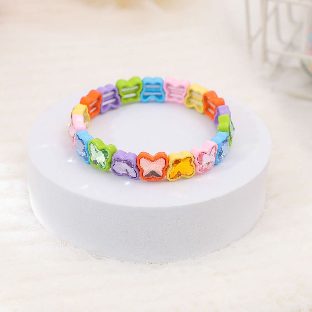 Colorful Candy Dopamine Bracelet for Women, Fresh Butterfly Alloy Bracelet DIY Manufacturer Wholesale