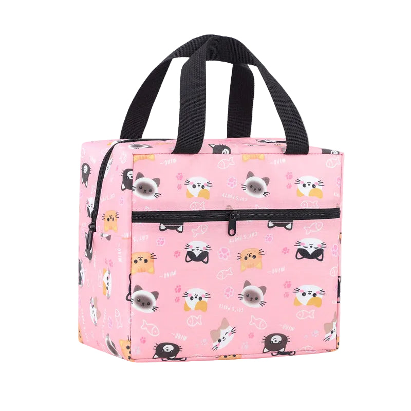 New Cartoon Color Square Oxford Cloth Aluminum Foil Thickeneded Fresh-Keeping Ice Bag Office Worker Insulated Lunch Box Bag
