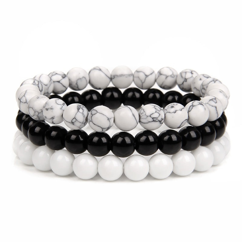 New European and American Trendy Jewelry: Gravel Bead Bracelet, Pink Crystal, Tiger Eye, Agate Stone Combination Set, Elastic Bracelet