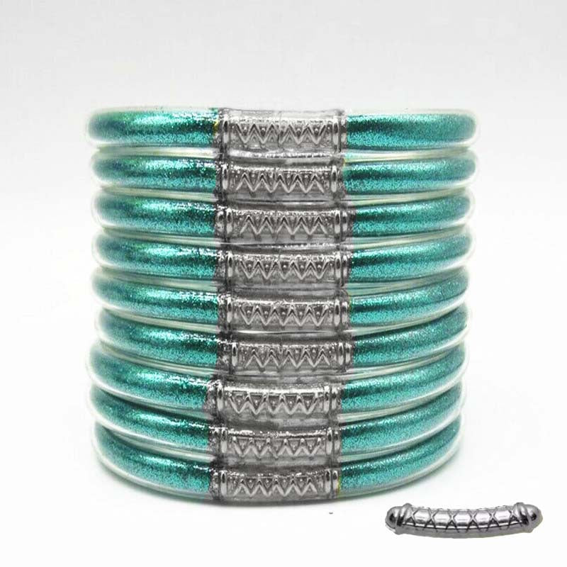 Cross-Border Hot-Selling 9-Layer Pvc Silicone Tube Gold Powder Bracelet Jelly Bangles Women's Bracelet Mixed Batch