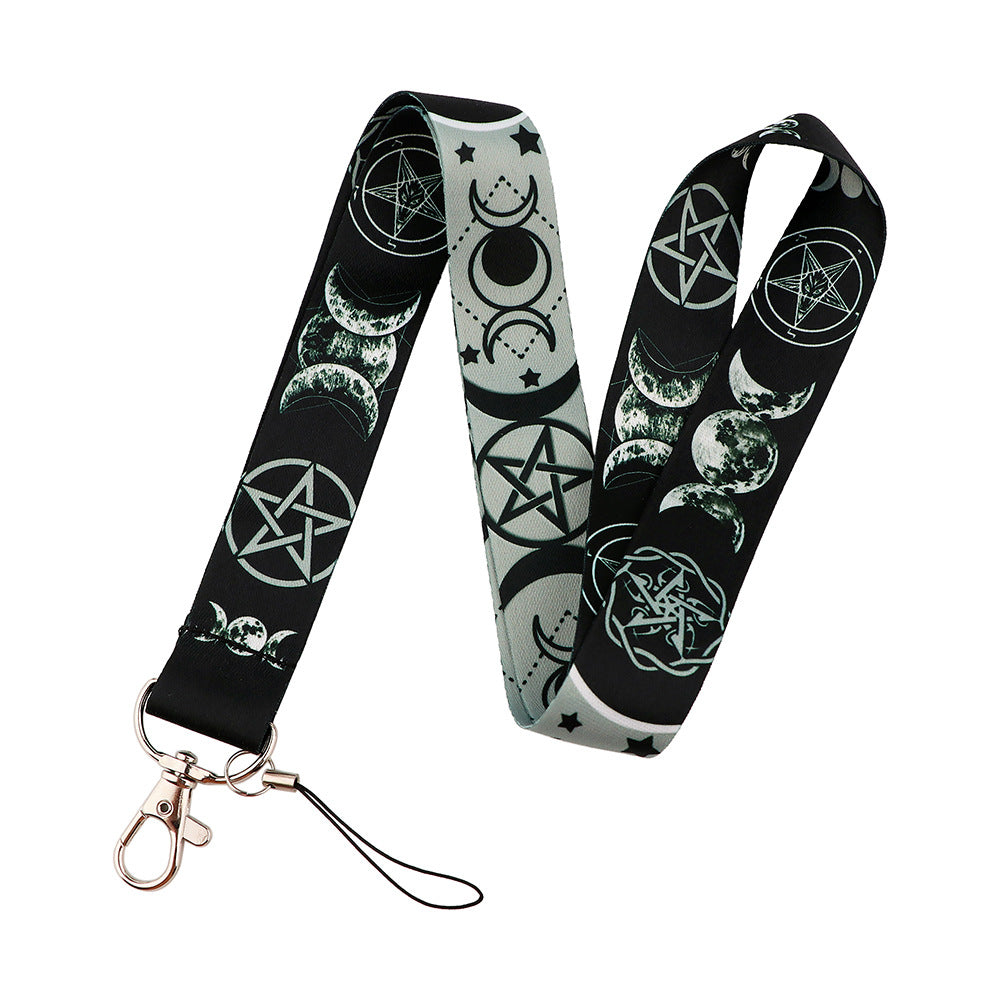 Starry Sky Planet Moon Mobile Phone Cartoon Lanyard Id Card Tag Hanging Neck Key Chain