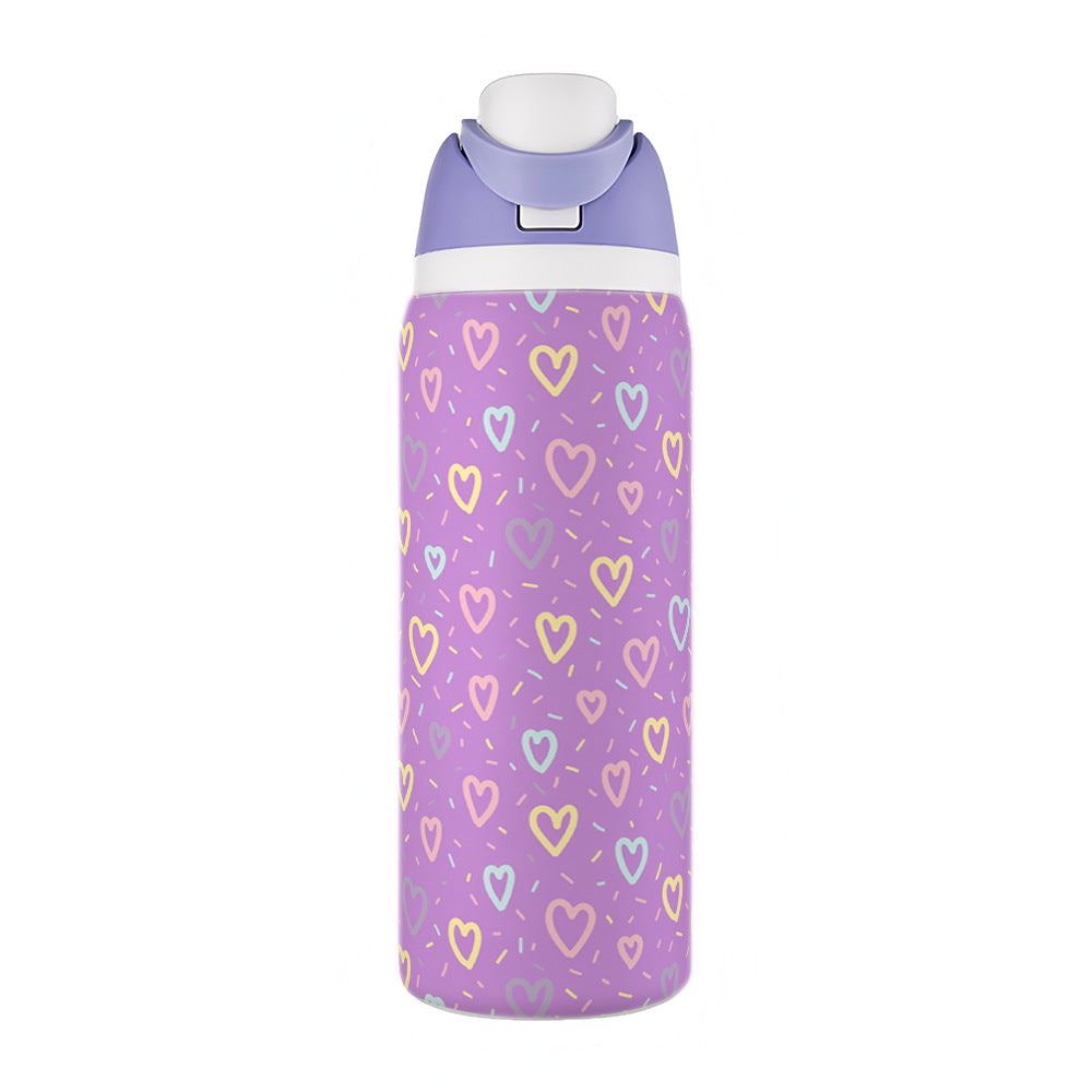 Water Cup 304 Vacuum Stainless Steel Thermos Cup Portable Satchel Straw Double Drink Sports Water Bottle for Men and Women