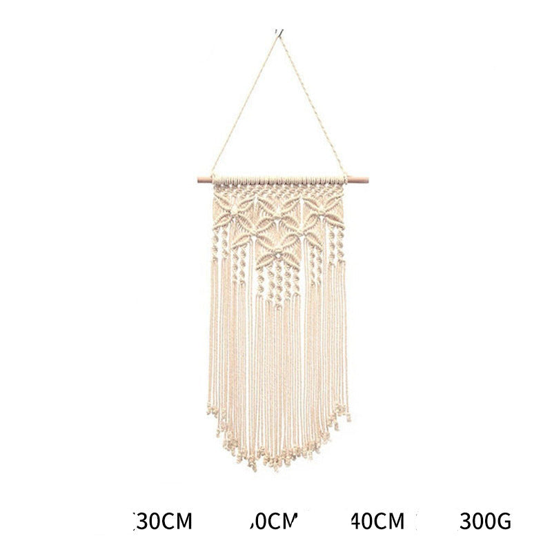 Bohemian Hand-Woven Cotton Rope Tapestry White Cotton Decorative Tapestry Amazon Bedroom Home Retro Style