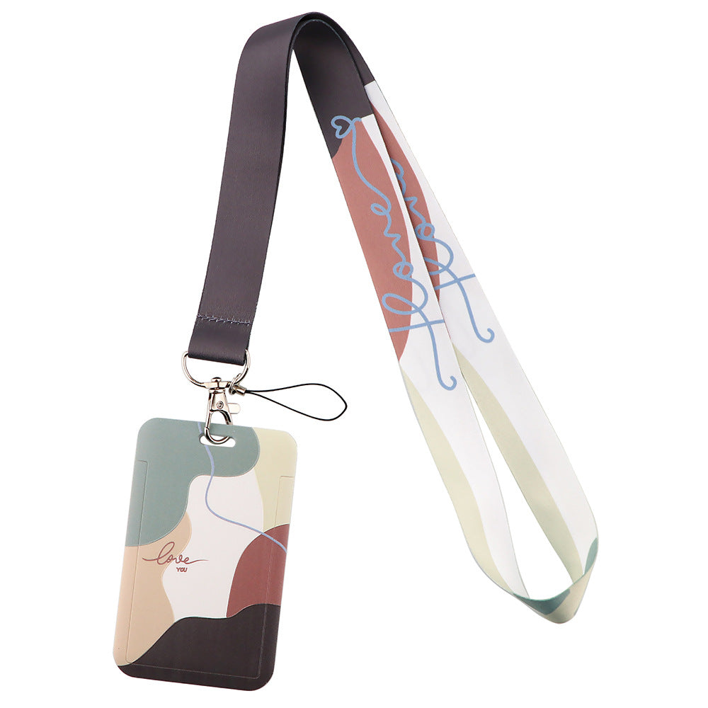 Rainbow Series Mobile Phone Hanging Rope Card Set U Disk Hanging Rope Ribbon Work Bus Listing Plastic Hard Card Set