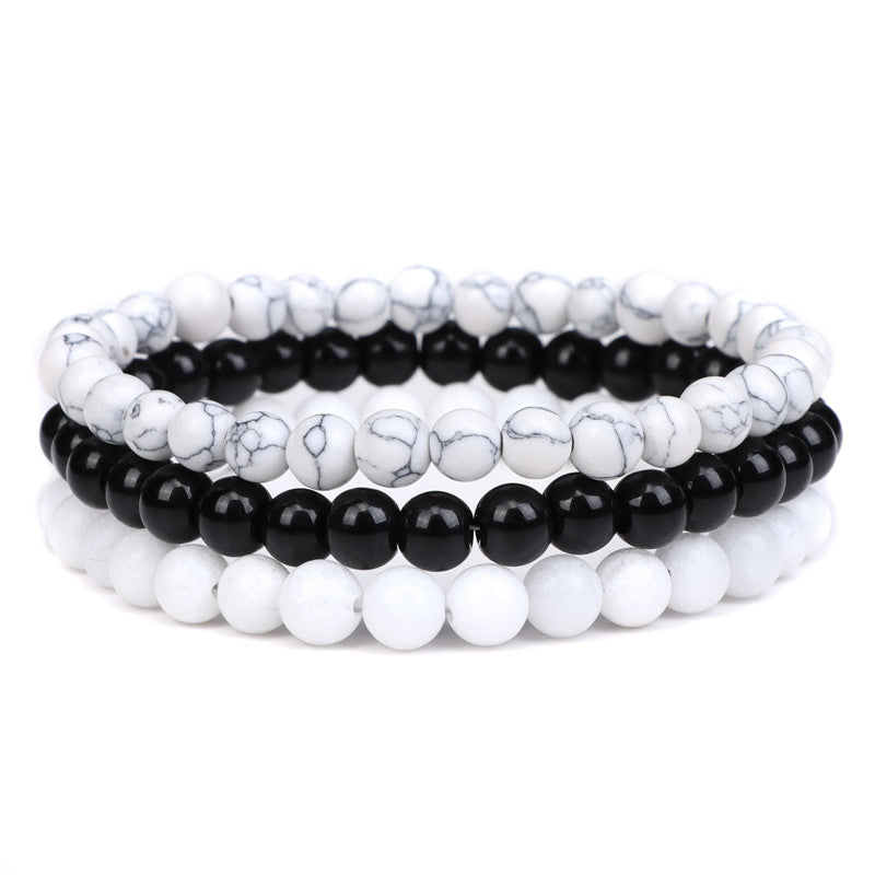 New European and American Trendy Jewelry: Gravel Bead Bracelet, Pink Crystal, Tiger Eye, Agate Stone Combination Set, Elastic Bracelet