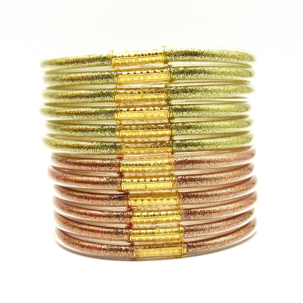 New 12-Layer Pvc Silicone Tube Gold Powder Bracelet Jelly Bangles Bracelet Women's Bracelet Mixed